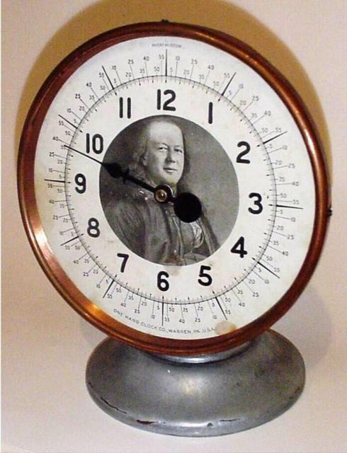 One Hand Clock Co. mr. Bell dressed like B. Franklin.jpg